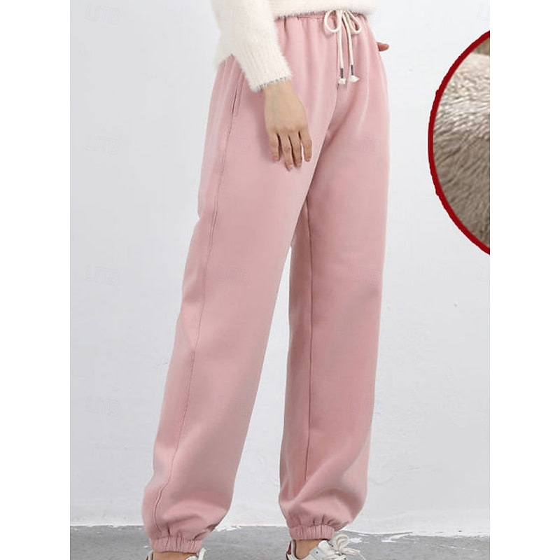 Women's High Waist Brushed Lined Fall Sweatpants
