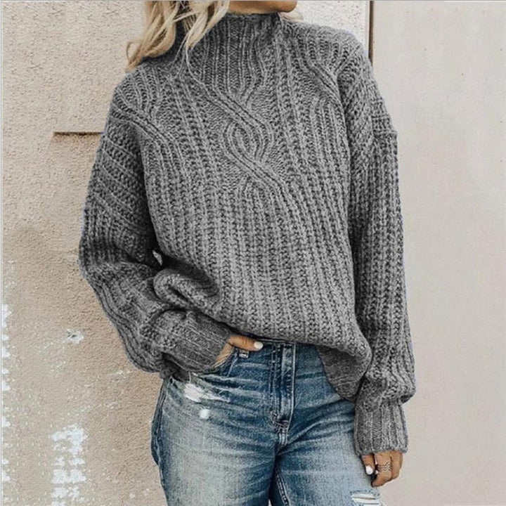 Women's Cozy Cable-Knit Mock Neck Pullover Sweater