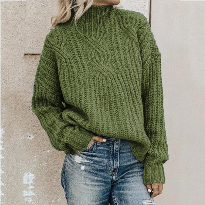 Women's Cozy Cable-Knit Mock Neck Pullover Sweater