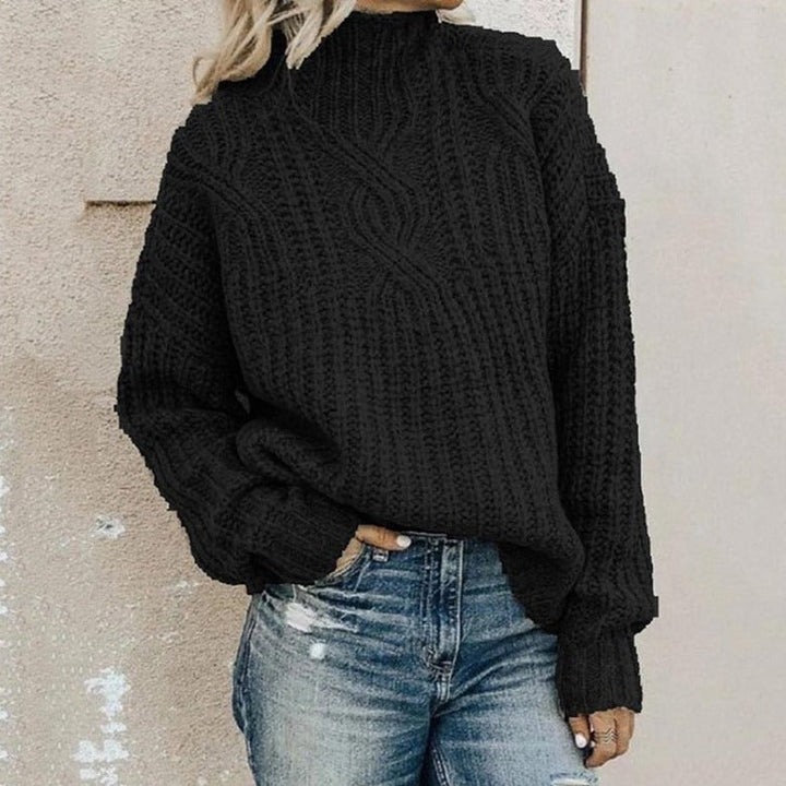 Women's Cozy Cable-Knit Mock Neck Pullover Sweater