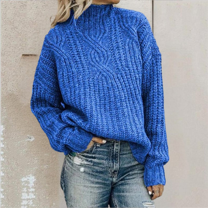 Women's Cozy Cable-Knit Mock Neck Pullover Sweater