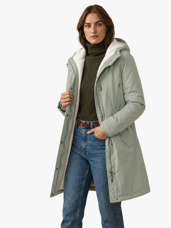 Women's Fleece-Lined Parka with Hood and Water-Resistant Shell