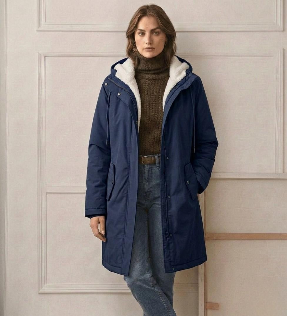 Women's Fleece-Lined Parka with Hood and Water-Resistant Shell