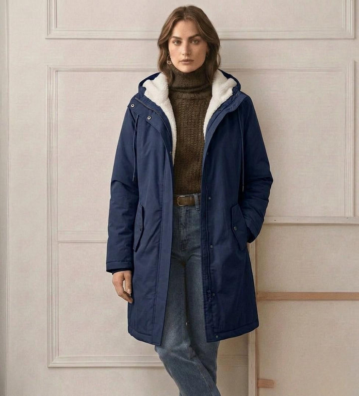 Women's Fleece-Lined Parka with Hood and Water-Resistant Shell