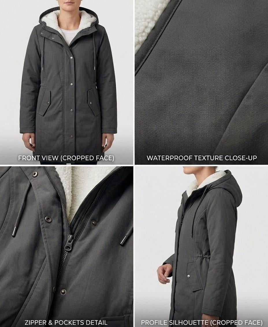 Women's Fleece-Lined Parka with Hood and Water-Resistant Shell
