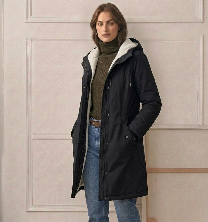 Women's Fleece-Lined Parka with Hood and Water-Resistant Shell