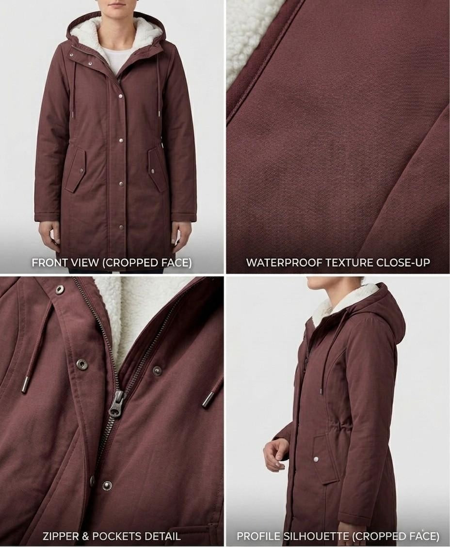 Women's Fleece-Lined Parka with Hood and Water-Resistant Shell