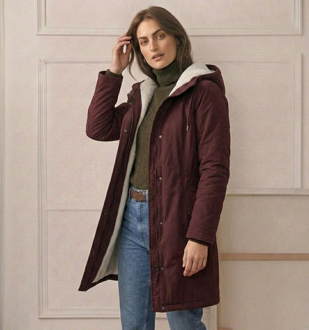 Women's Fleece-Lined Parka with Hood and Water-Resistant Shell