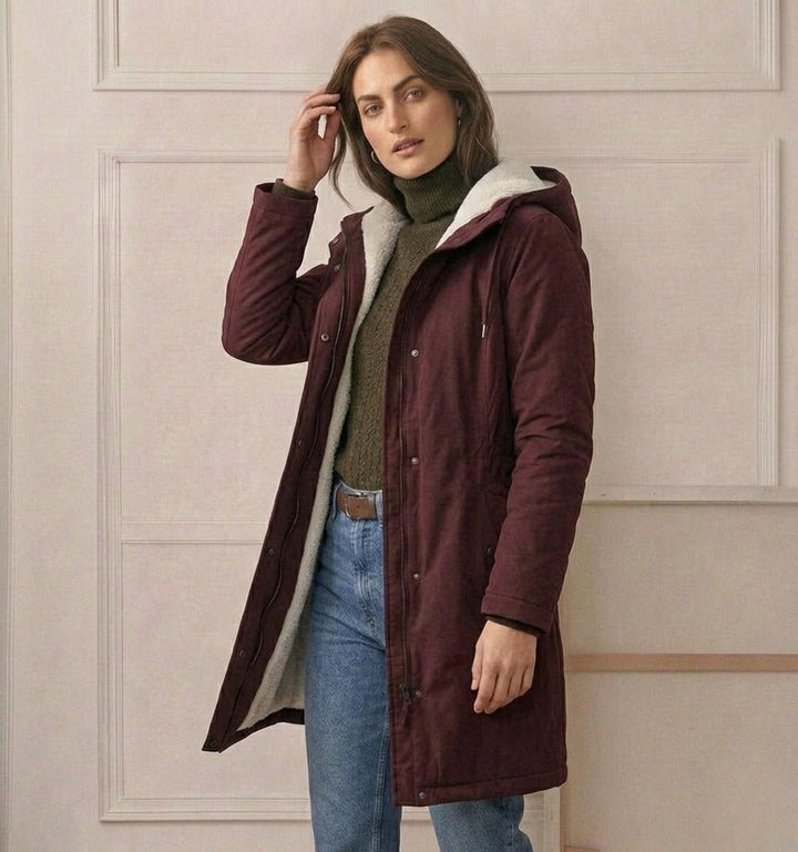 Women's Fleece-Lined Parka with Hood and Water-Resistant Shell