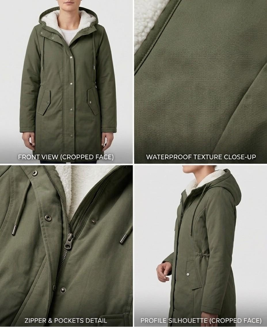 Women's Fleece-Lined Parka with Hood and Water-Resistant Shell