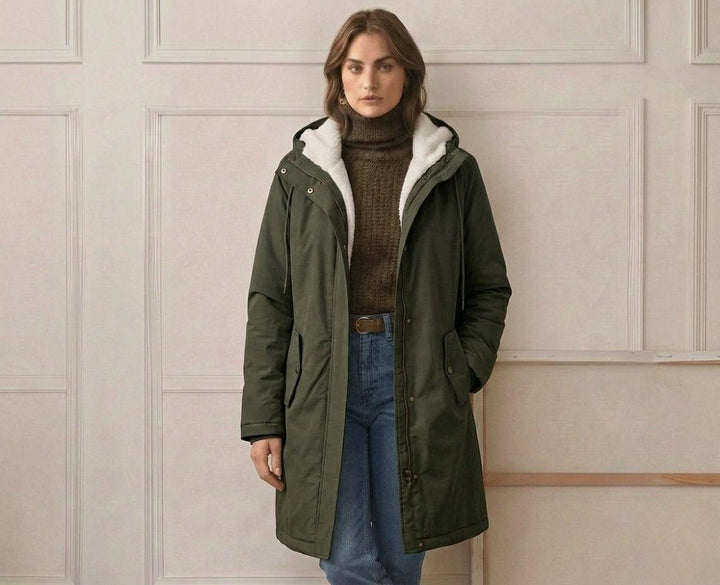 Women's Fleece-Lined Parka with Hood and Water-Resistant Shell