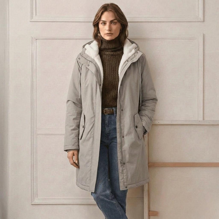 Women's Fleece-Lined Parka with Hood and Water-Resistant Shell