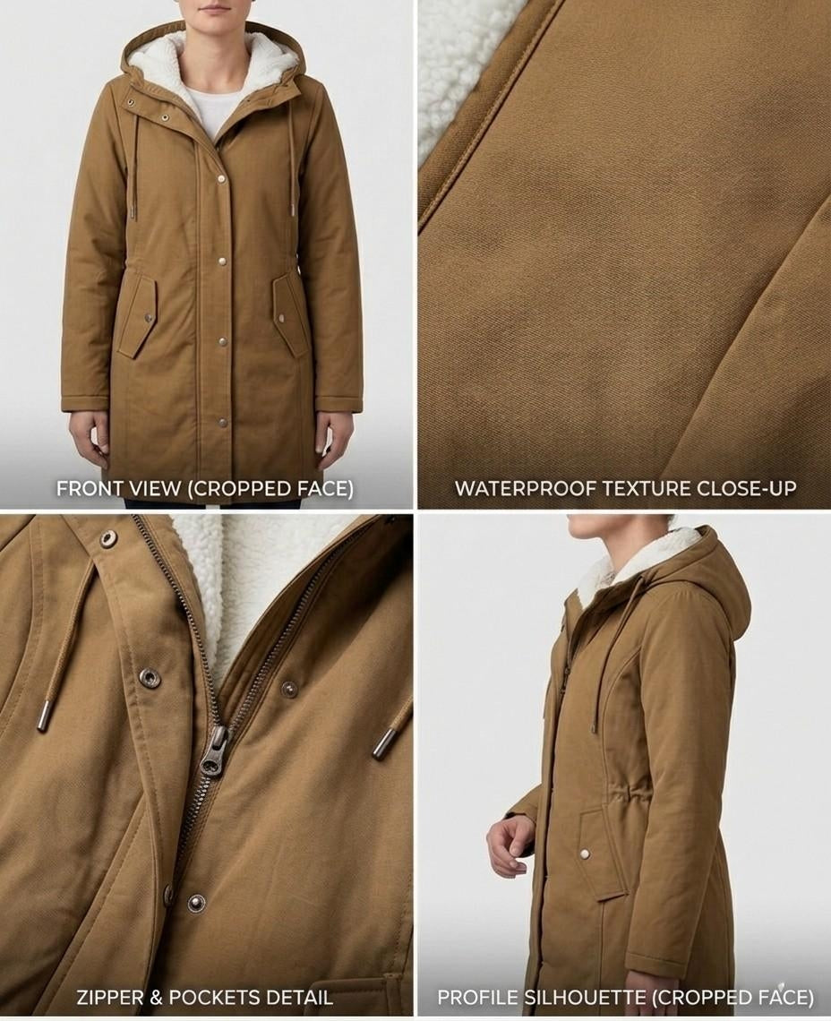 Women's Fleece-Lined Parka with Hood and Water-Resistant Shell