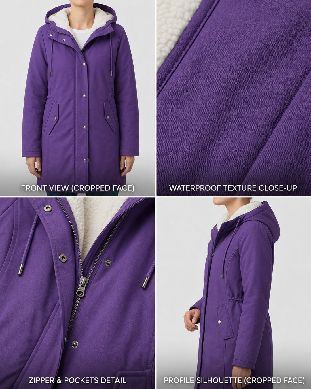 Women's Fleece-Lined Parka with Hood and Water-Resistant Shell