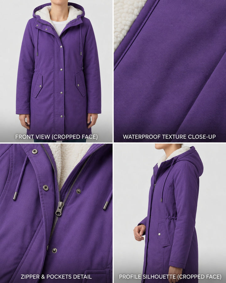 Women's Fleece-Lined Parka with Hood and Water-Resistant Shell