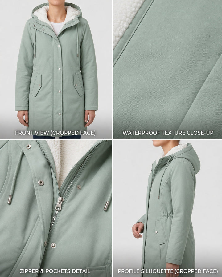 Women's Fleece-Lined Parka with Hood and Water-Resistant Shell