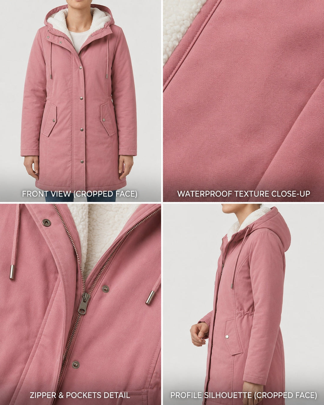 Women's Fleece-Lined Parka with Hood and Water-Resistant Shell
