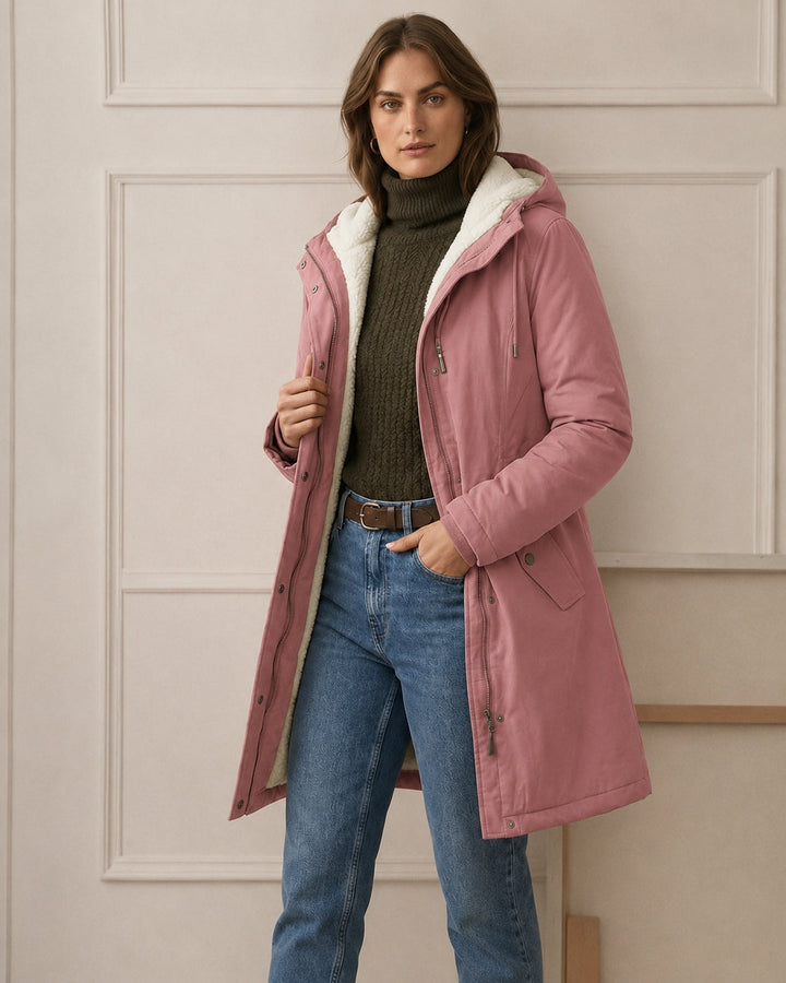 Women's Fleece-Lined Parka with Hood and Water-Resistant Shell