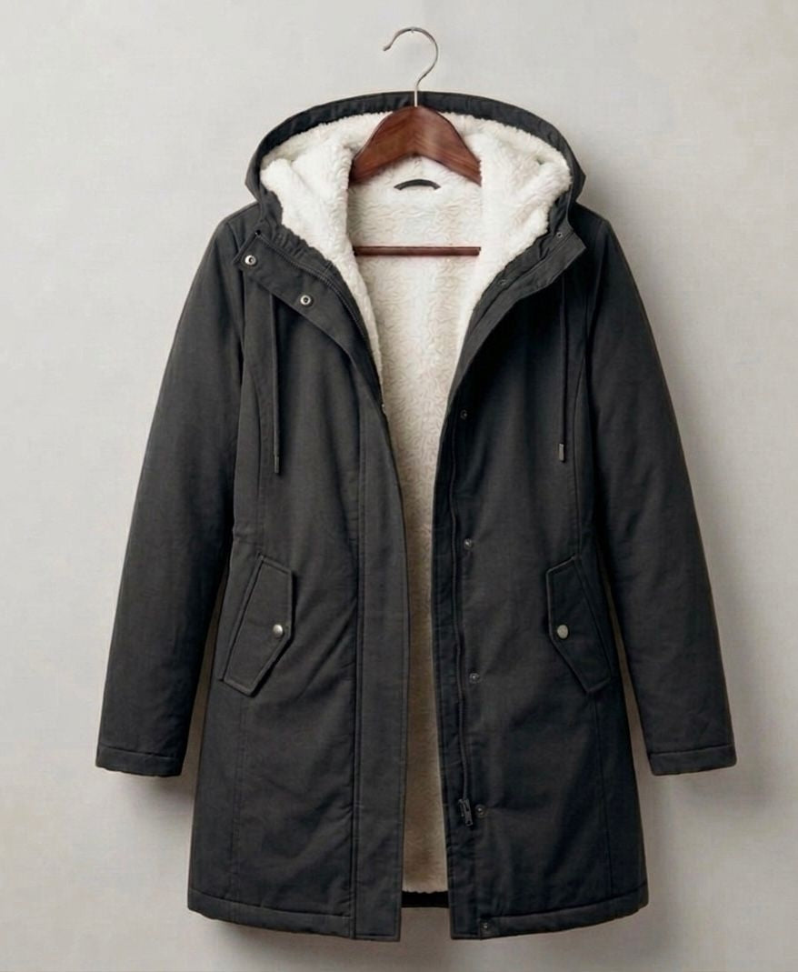Women's Fleece-Lined Parka with Hood and Water-Resistant Shell