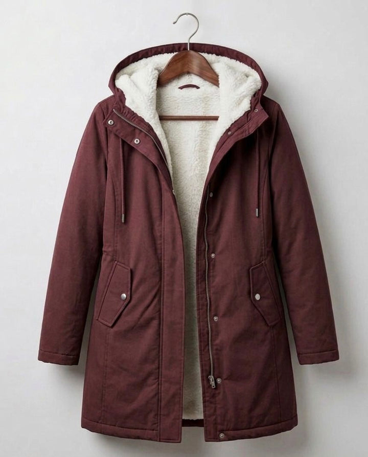 Women's Fleece-Lined Parka with Hood and Water-Resistant Shell