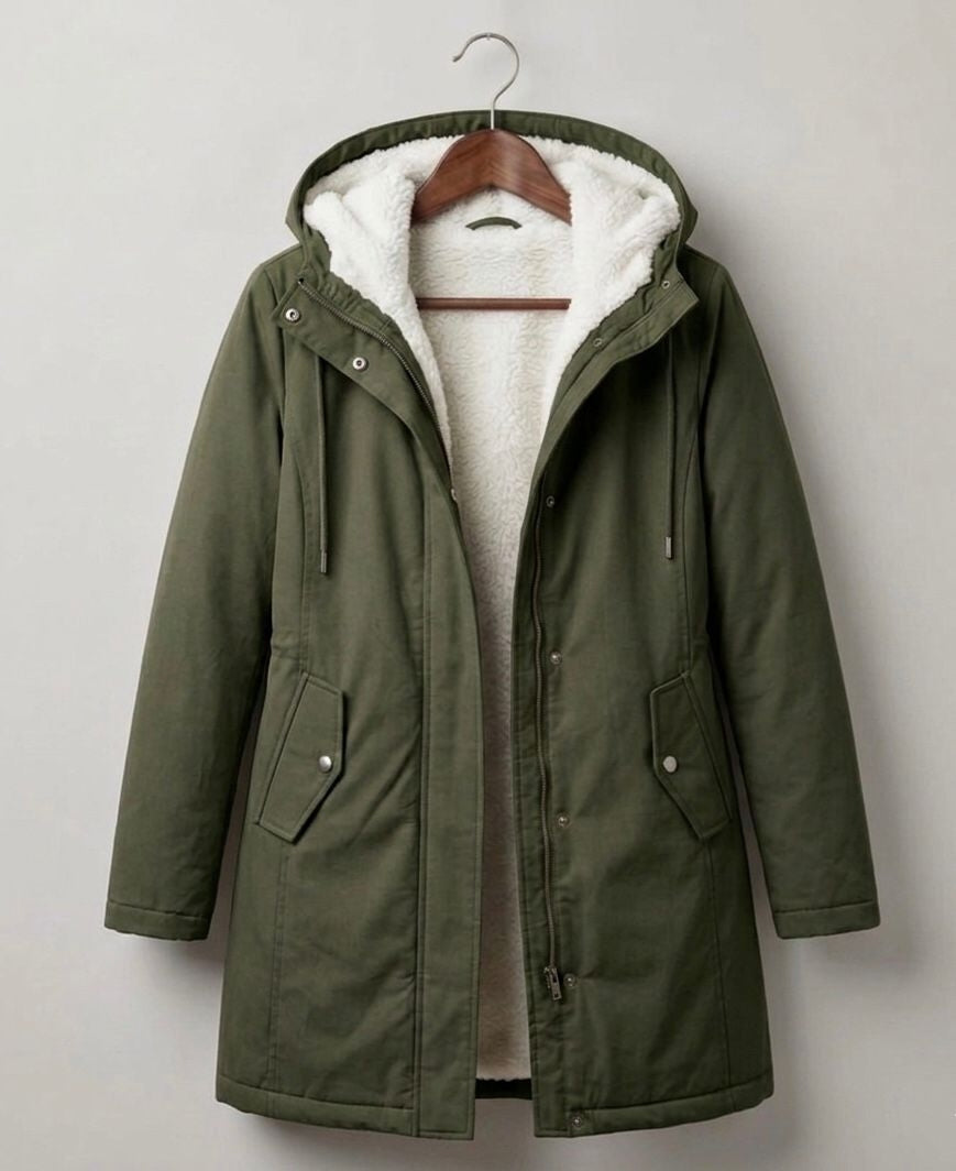 Women's Fleece-Lined Parka with Hood and Water-Resistant Shell