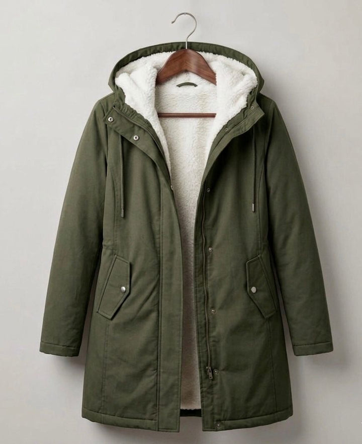 Women's Fleece-Lined Parka with Hood and Water-Resistant Shell