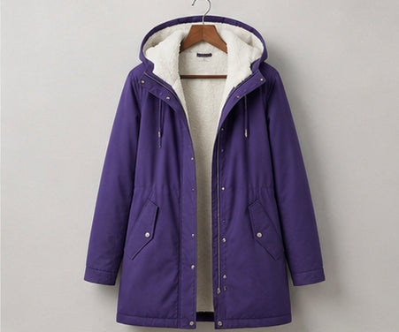Women's Fleece-Lined Parka with Hood and Water-Resistant Shell