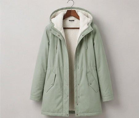 Women's Fleece-Lined Parka with Hood and Water-Resistant Shell