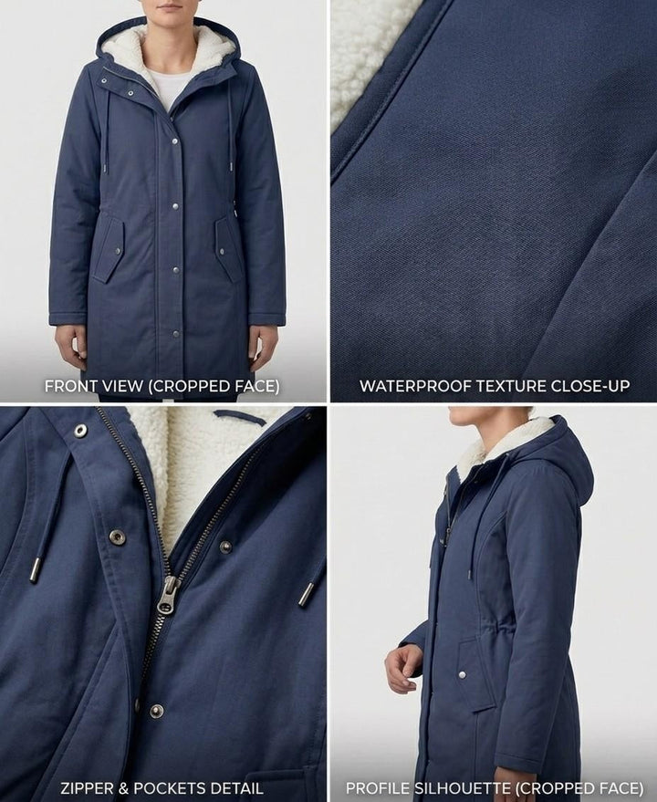 Women's Fleece-Lined Parka with Hood and Water-Resistant Shell
