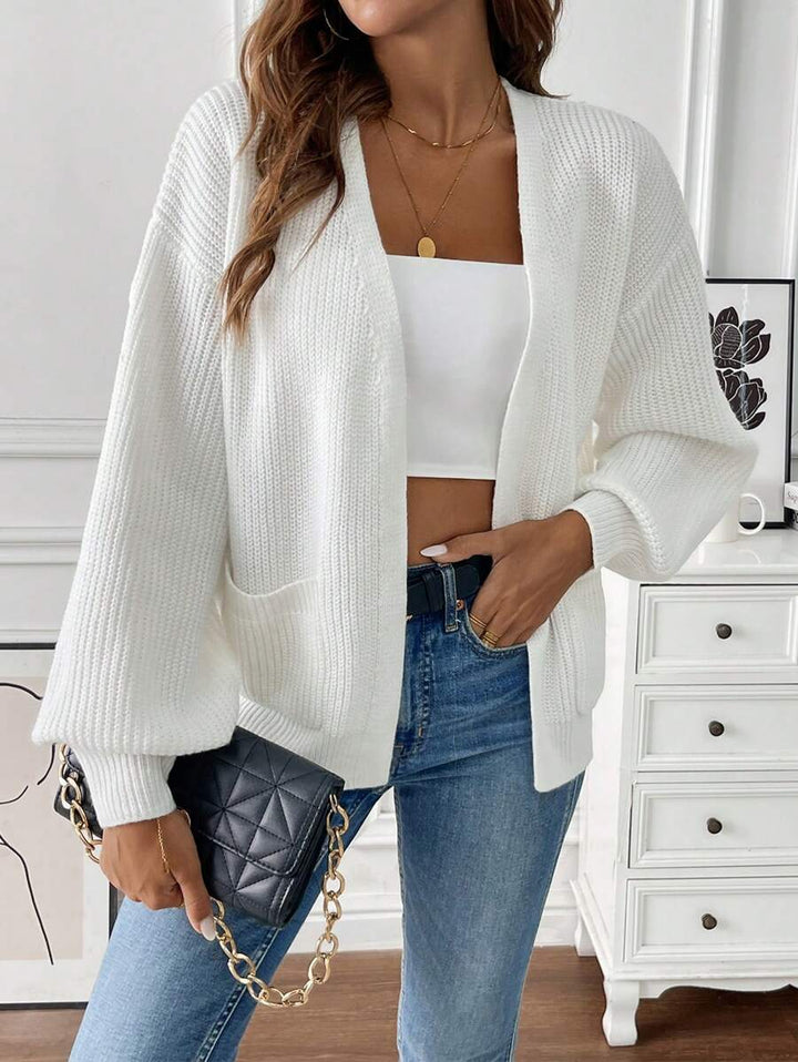 Women's Open-Front Ribbed Knit Cardigan