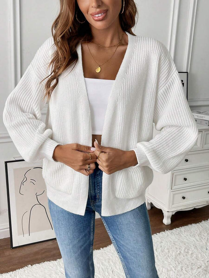 Women's Open-Front Ribbed Knit Cardigan