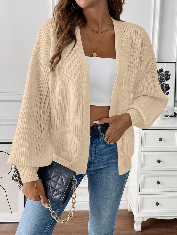 Women's Open-Front Ribbed Knit Cardigan