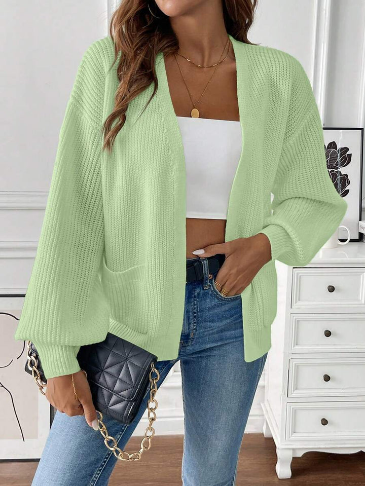 Women's Open-Front Ribbed Knit Cardigan