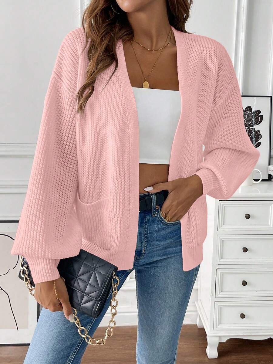 Women's Open-Front Ribbed Knit Cardigan