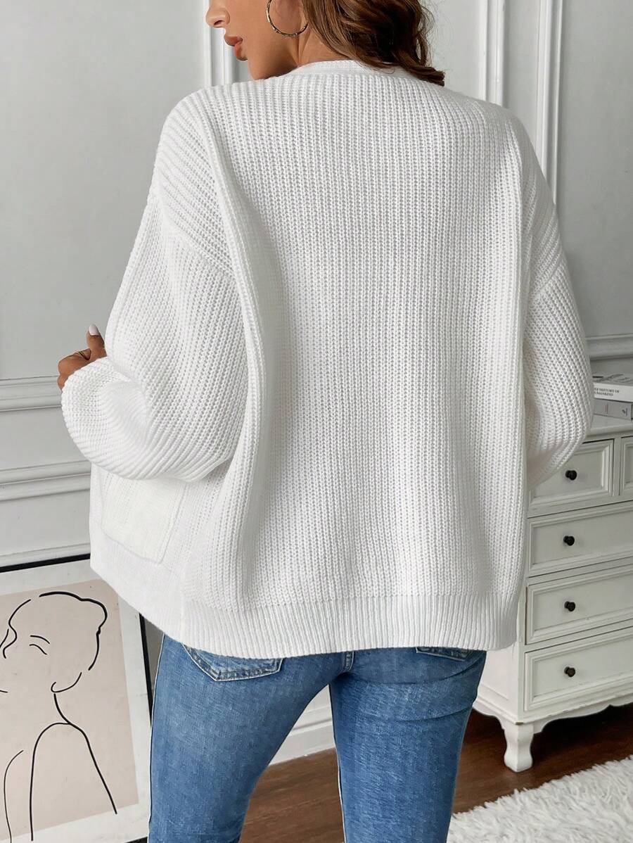 Women's Open-Front Ribbed Knit Cardigan