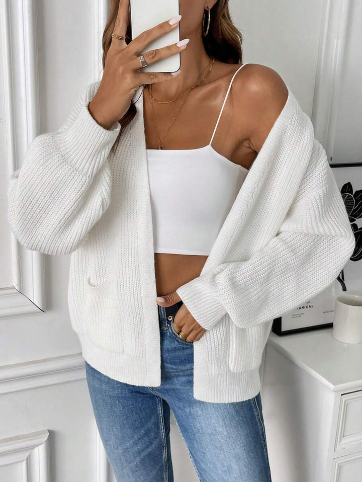 Women's Open-Front Ribbed Knit Cardigan