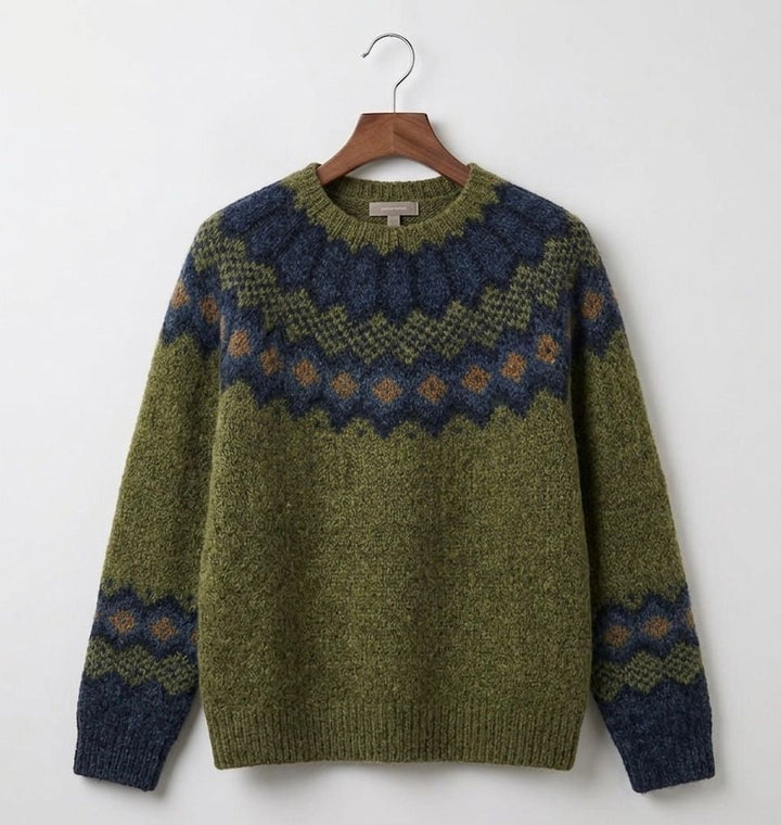 Women's Nordic Fair Isle Sweater with Ribbed Cuffs