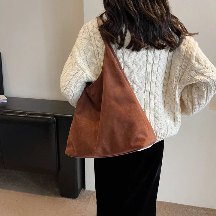 Women's Suede Tote Bag with Shoulder Strap for Everyday Use