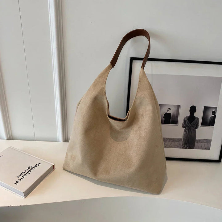 Women's Suede Tote Bag with Shoulder Strap for Everyday Use