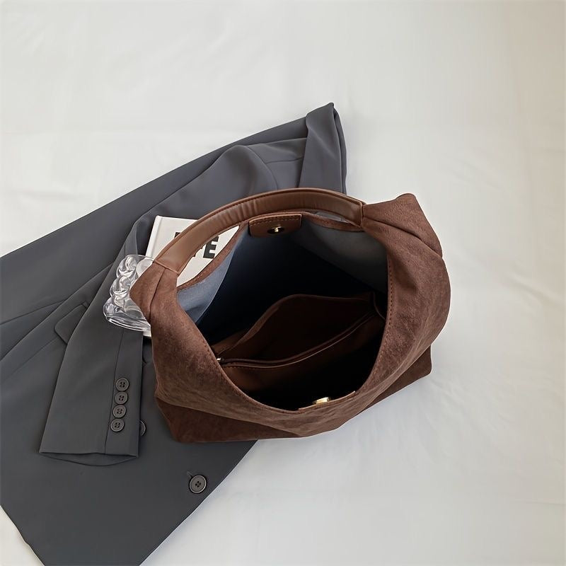 Women's Suede Tote Bag with Shoulder Strap for Everyday Use