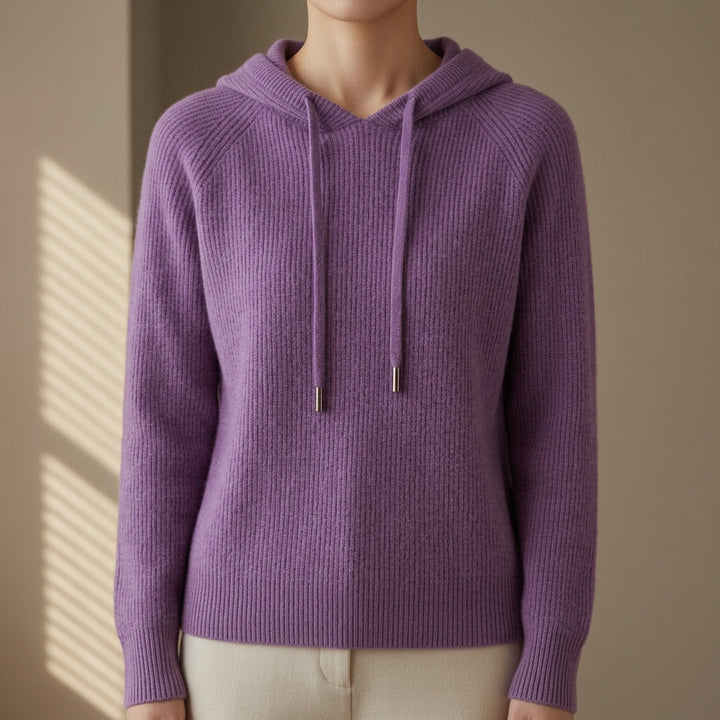 Women's Ribbed Knit Hoodie Sweater