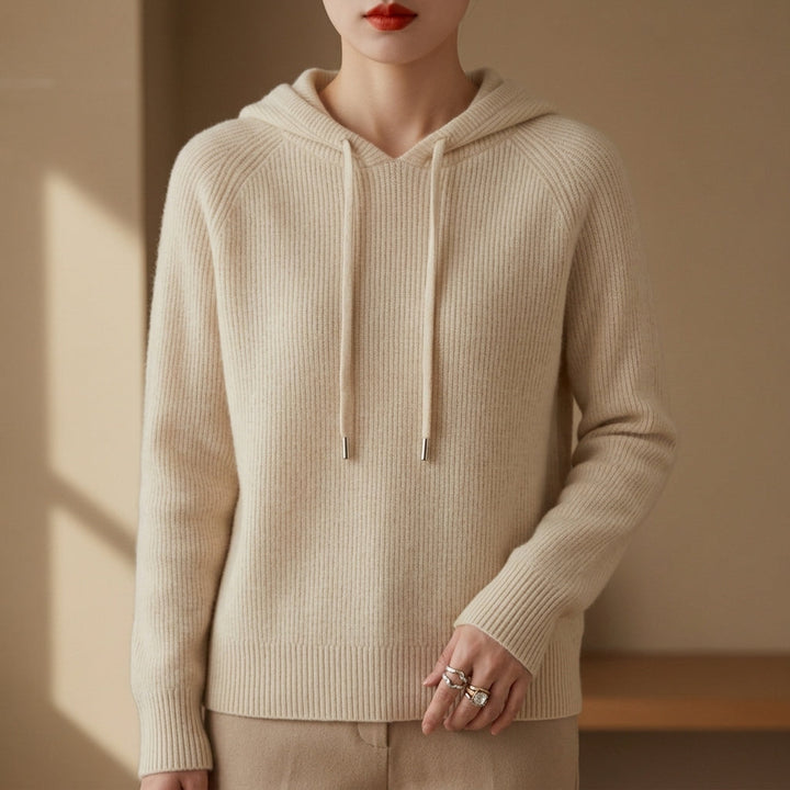 Women's Ribbed Knit Hoodie Sweater