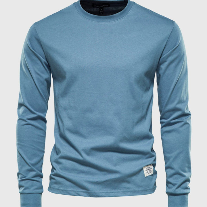 Men's Cotton Long-Sleeved Round Neck Shirt