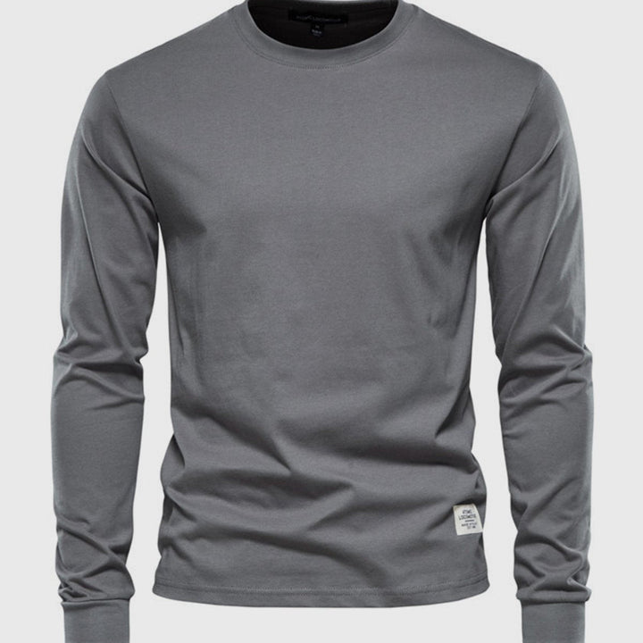 Men's Cotton Long-Sleeved Round Neck Shirt