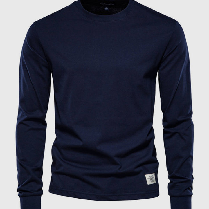 Men's Cotton Long-Sleeved Round Neck Shirt