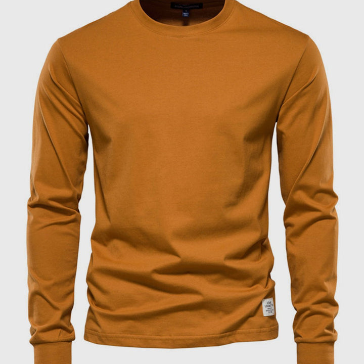 Men's Cotton Long-Sleeved Round Neck Shirt