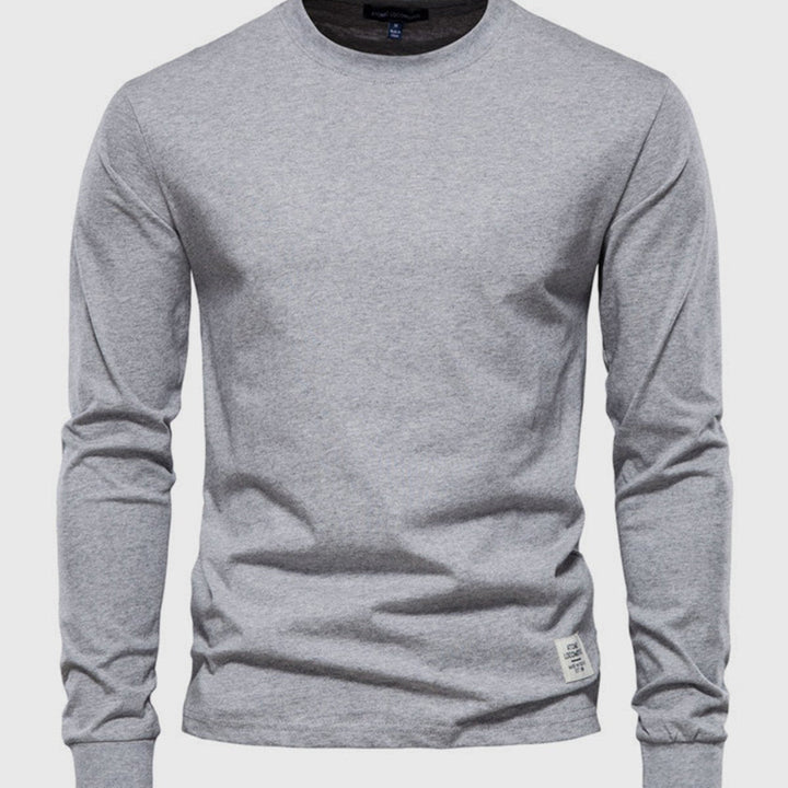 Men's Cotton Long-Sleeved Round Neck Shirt