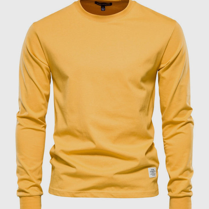 Men's Cotton Long-Sleeved Round Neck Shirt
