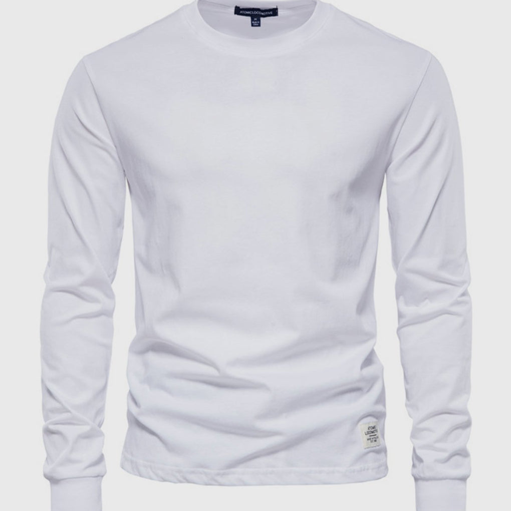 Men's Cotton Long-Sleeved Round Neck Shirt