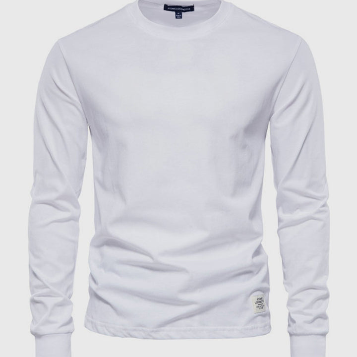 Men's Cotton Long-Sleeved Round Neck Shirt